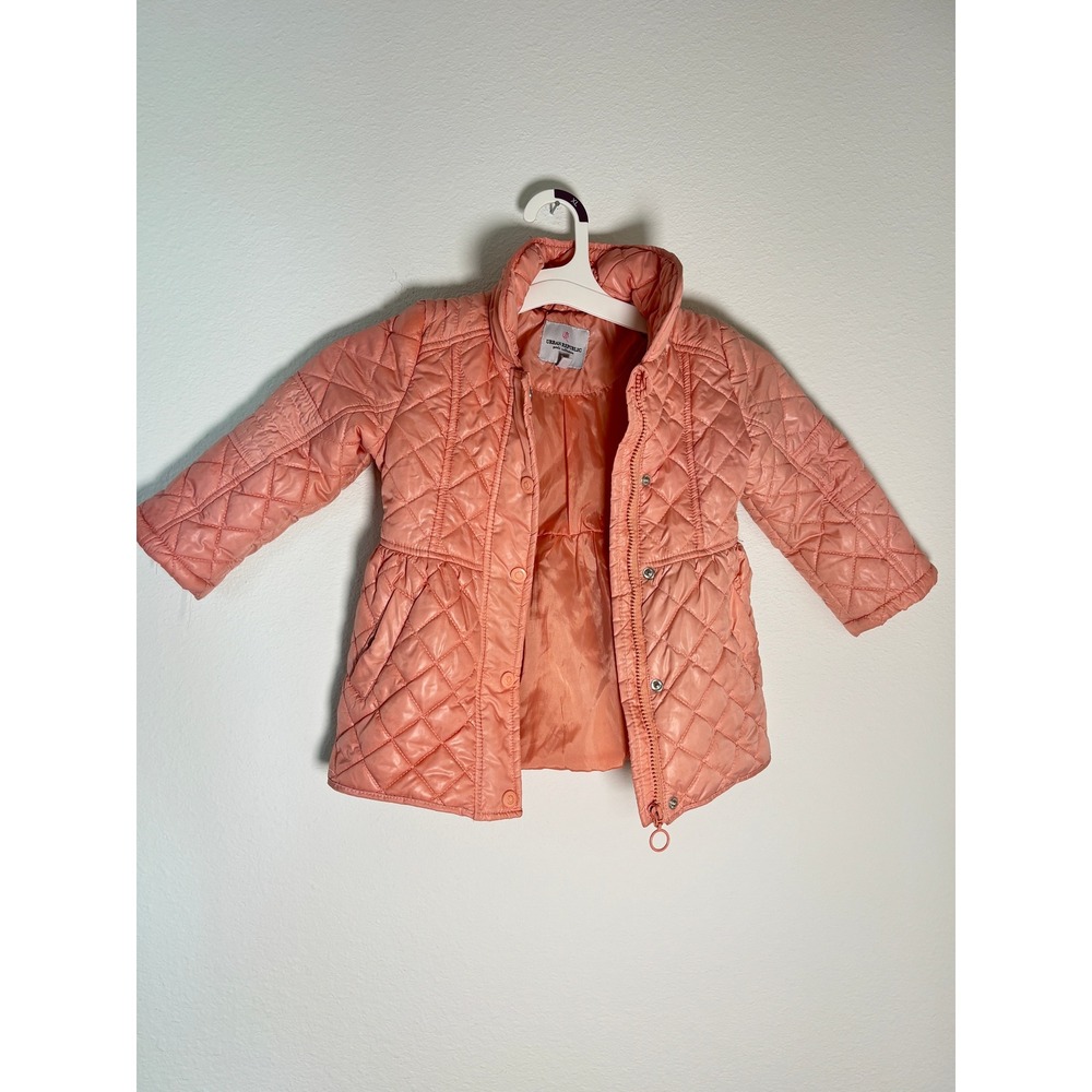 Urban Republic Girls Pink Quilted‎ Peplum Puffer Jacket Size 3T Coral Outerwear